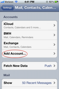 iPhone Add Email Account