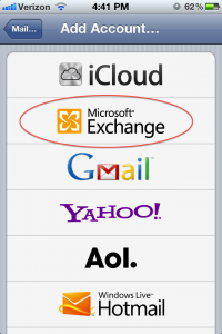 iPhone Add Microsoft Exchange